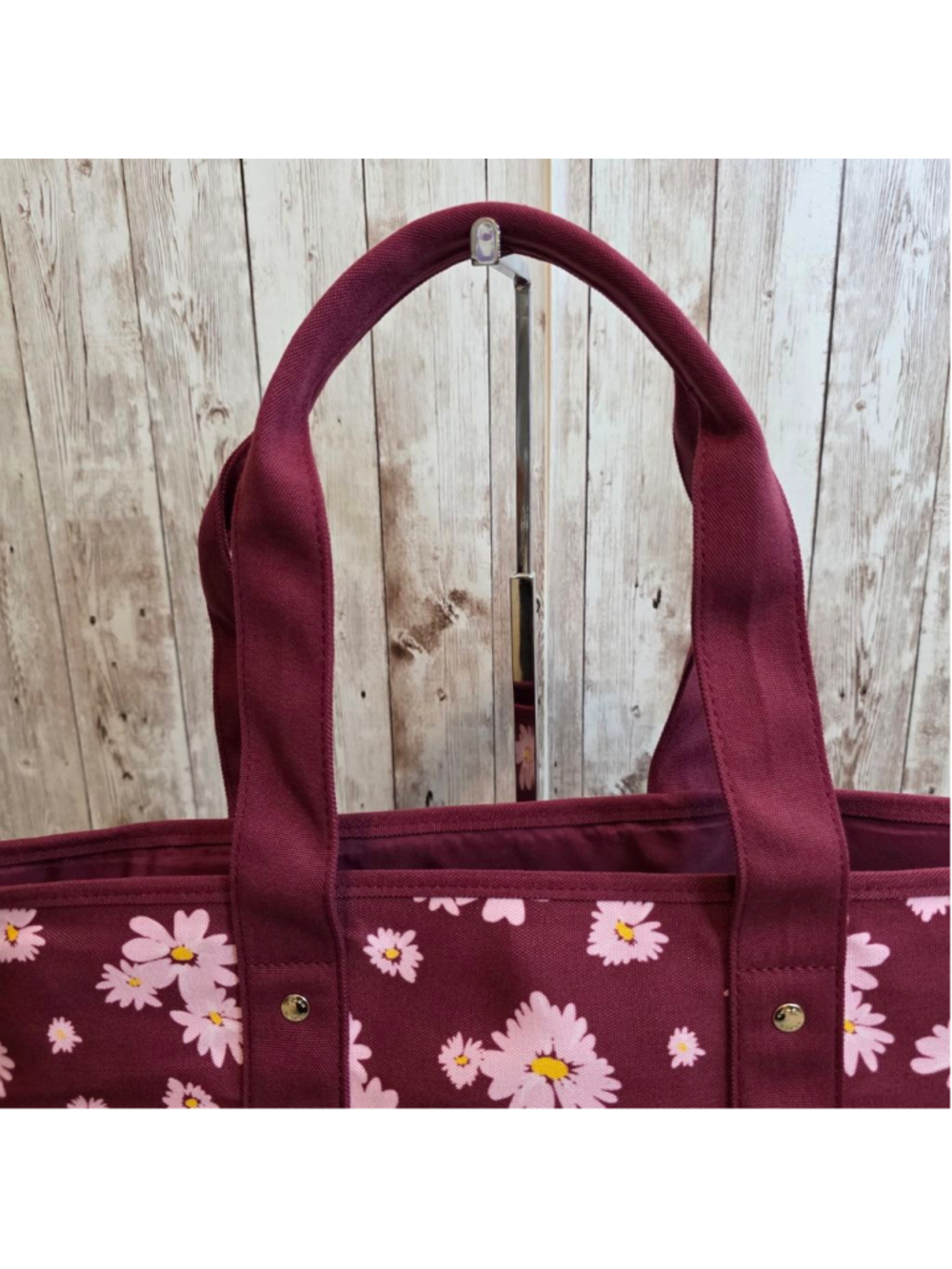 Women's Coach Maroon Pink Floral Canvas Tote Bag NWOT - Picture 3 of 8